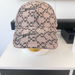 💯 Authentic Off-White Designer Monogram Black/Tan Patterned baseball Cap (pink)